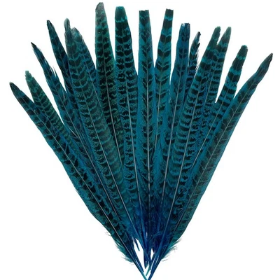 20pcs Turquoise Blue Pheasant Tails Feathers 10-12" for Hats Decorations Wrea... - Image 1 of 4