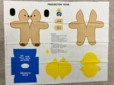 1987 Spring Industries Eden Toys tecido artesanato urso Paddington boneca painel - Imagem 1 de 4