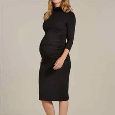 Isabella Oliver Womens Maternity Black Turtleneck Long Sleeve Dress Sz M - Image 1 of 4