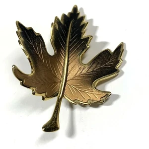 Gold and Copper Tone Maple Leaf Brooch Pin Autumn Color - Picture 1 of 4