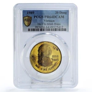 Vietnam 20 dong Ho Chi Minh Centennial Politics PR64 PCGS brass coin 1989 - Picture 1 of 2