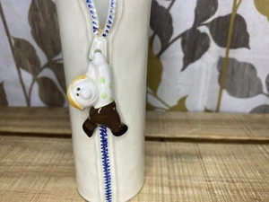 Vintage 1975 Fitz & Floyd Ceramic Bud Vase Faux Zipper Made in Japan SO CUTE! - Picture 1 of 5