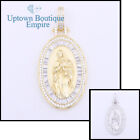 Oval Virgin Mary Virgen De Guadalupe Men 925 Sterling Silver Gold Pendant*ACG