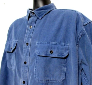VTG L.L. Bean Shirt Men XL Tall Blue Corduroy Heavy Cotton Flap Pockets Canada - Picture 1 of 9