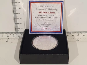 (L1033) 1oz .999 Proof Silver Shield - 2017 John Adams   231/770 - Picture 1 of 4