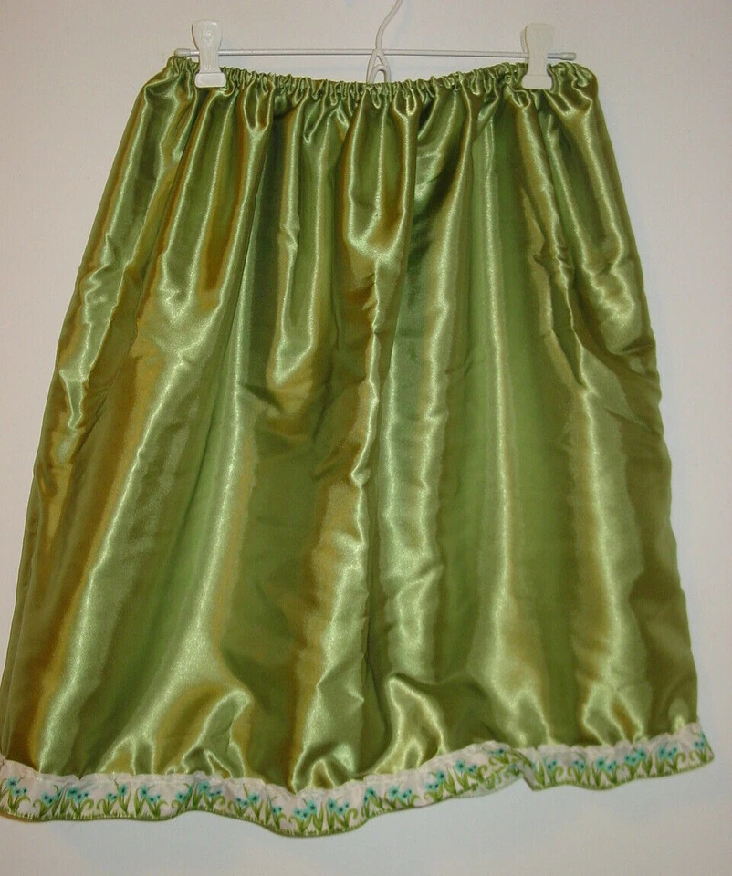 绿色缎面半懒人蓝色花卉装饰 25 英寸 - 55 英寸腰围 Sissy-XXL 1X 2X 全新 — 第 1/2 张图片