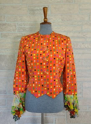 Blazer Floral Vintage Primavera '93 Gianni Versace Alta Costura Seda Naranja IT 42 DEFECTUOSO Foto 1 de 4