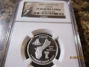 2009-S GUAM SILVER QUARTER NGC PF 69 ULTRA CAMEO 097 - Picture 1 of 2