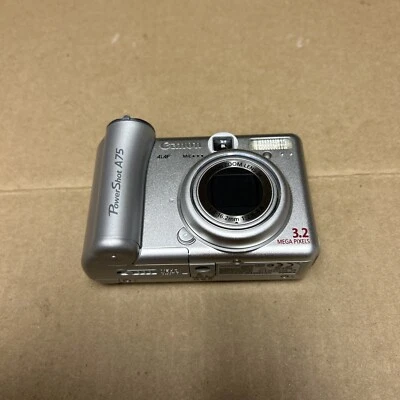 Canon Powershot A75 Compact Digital Camera Silver 3.2mp For Parts - Image 1 of 4