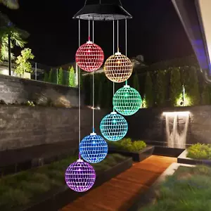 Solar Wind Chimes Mobile Hanging Led Light Color Changing Wind Chime Birthday Gi - Picture 1 of 7
