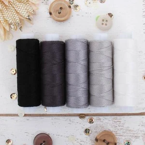 Threadart 5 Color Pearl Cotton Thread Set Grey Shades | 75yd Spools Size 8 - Picture 1 of 8