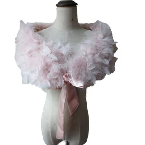 Real Ostrich Feather Fur Shrug Shawl Bride Wedding Party Accessories Cape Fluffy - Picture 1 of 31