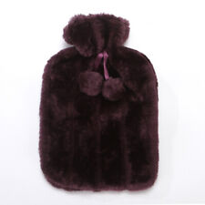 Large 2L Hot Water Bottle Cover Winter Fluffy Cover Natural Rubber Faux Fur US *