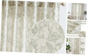Floral Curtains Linen Blend Curtains for Living Room Green French Country - Picture 1 of 7