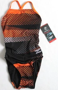 Speedo Size 20 Girls Swimsuit One Piece Endurance+ Cross Back Orange Racing Cut - Picture 1 of 5