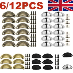 6/12PCS Cup Handle Shell Pull Kitchen Cupboard Cabinet Door Furniture Drawer - Picture 1 of 22