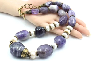 Collana di perle di ametista grande dichiarazione di designer firmata Alcozer & J - Foto 1 di 8