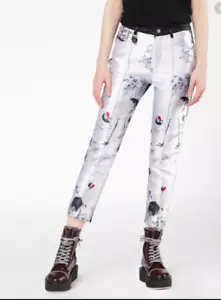 Diesel L Giko Womens Leather Pants Black White Size 25 - Picture 1 of 6