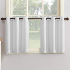 No. 918 Montego Casual Textured Semi-Sheer Grommet Kitchen Curtain Tier Pair, 56 - Picture 1 of 11