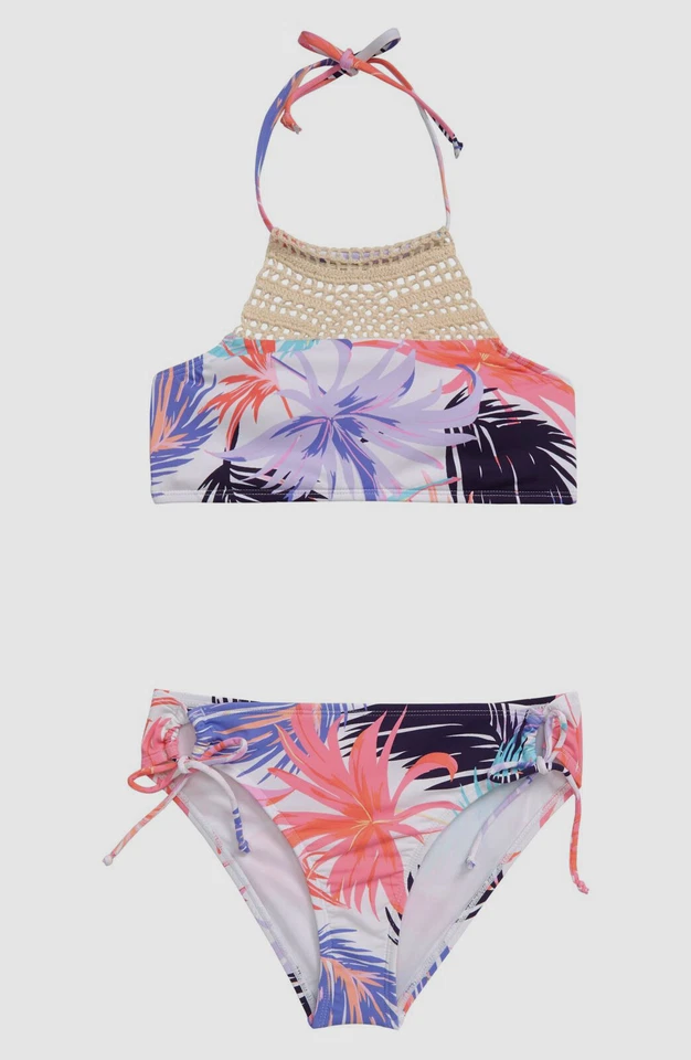 $39 Hobie Girls Purple Crotchet Adjustable Two-Piece Bikini Set Swimwear Size 10 - Image 1 of 1