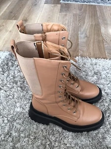 Miss Selfridge Platform Boots Tan Lace Up Size 5 uk (38 EU) - Picture 1 of 23