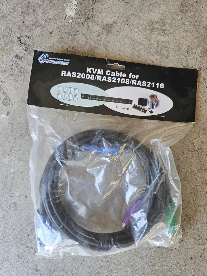 10ft 3 in 1 KVM Cable, Super VGA M/F + PS/2 Keyboard & Mouse (Black Color) - Image 1 of 2