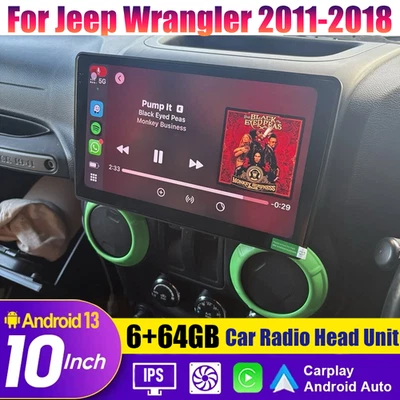 10''Wireless Carplay Android Auto HeadUnit Car Radio For Jeep Wrangler 2011-2018 - Image 1 of 4