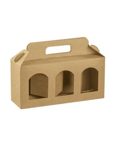 SCATOLA PORTA VASETTI 3 FORI - H.9 CM X 25X8 CM - AVANA - Foto 1 di 1