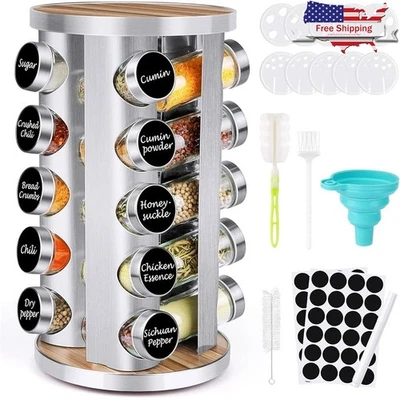 20 frascos de especias vacíos giratorio de 360 grados con etiquetas y embudo hágalo usted mismo nuevo Foto 1 de 4