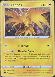 Zapdos 048/185 Swsh04: Vivid Voltage (Cosmos Holo) - Carta Pokémon - Imagen 1 de 2