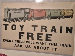 Rare 1920s Tasty Food Products Advertising Sign Limited Free Toy Train Poster - Picture 1 of 5