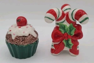 Fitz and Floyd Holiday Sweet Holiday set sale e pepe canne per caramelle cupcake nuovo con scatola - Foto 1 di 15