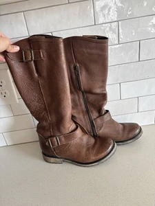 Steve Madden Leather Riding Boots Fairmont Buckel Size 7.5 M - Picture 1 of 8