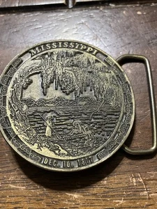 Vintage 1974 Mississippi, December 10, 1817 belt buckle by Lewis buckles Chicago - Imagen 1 de 2