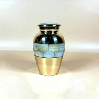 Elite Mother Of Pearl Small Keepsake Memorial Urn For Ashes UK - Image 1 of 4