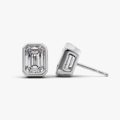 Ohrstecker Platin 950 Smaragdschliff 2,00 ct Laborgefertigter Diamant IGI-zer... - Bild 1 von 4