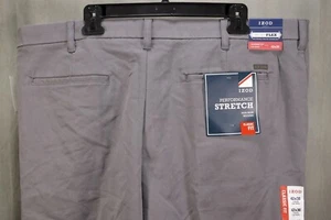 BRAND NEW Izod Performance Stretch Chino Retail $69 42 30 Fl;at Front Grey  - Picture 1 of 8