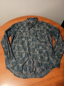 Camisa Wrangler Retro Premium Grande Perla A Presión Manga Larga Abotonada Azul Occidental - Imagen 1 de 10