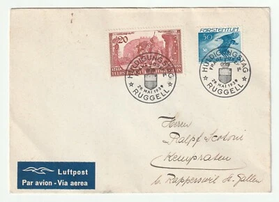 1939 GERMAN AIR MAIL FDC TO RARE POSTMARK HULD/RUGGELL HONOR PRINCE FJ II-ZURICH - Image 1 of 2
