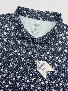 1764 Golf Mens Midnight Blue Floral Polo Shirt- Size XL Short Sleeve Stretch NWT - Picture 1 of 10