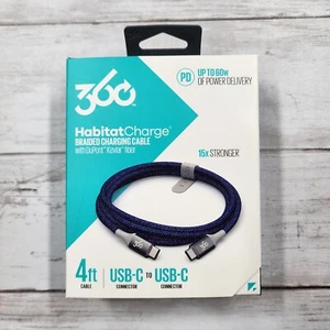 Câble de charge tressé 360 Habitat Charge 4 pieds USB-C vers USB-C - Neuf - Photo 1 sur 3