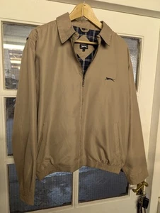 SLAZENGER ZIP FRONT BOMBER JACKET SIZE MEDIUM IN DARK BEIGE CLEAN AND TIDY - Picture 1 of 10