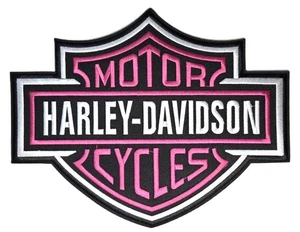 Iron On Clothing Fabric Patch - Embroidered Motorcycle Pink - 12" DIY Crafts - Picture 1 of 2