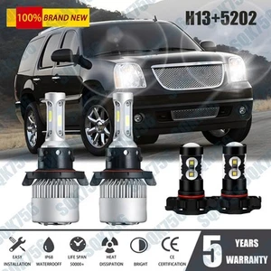 For 2007-2013 Gmc Yukon Denali 6000K LED Headlight Lamps High Low Fog Light Kits - Picture 1 of 15