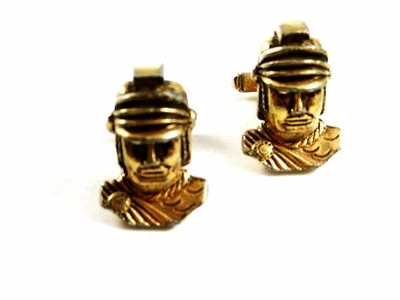 Abotoaduras de soldado romano/grego vintage dourado verdadeiras por ANSON 102414 - Imagem 1 de 3