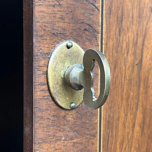 Vintage Baker Furniture Solid Brass French Door Pull Knob Hardware Part Faux Key - Picture 1 of 9