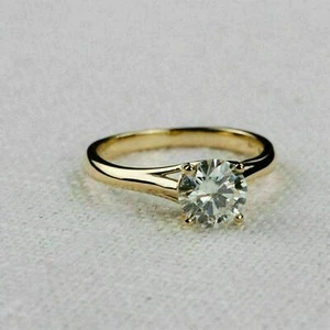 2 Carat Round Cut Solitaire VVS1 Diamond Engagement Ring 14k Yellow Gold Finish - Picture 1 of 7