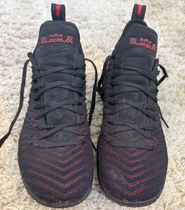 Nike Lebron 16 Black Black-University Red - a02588002 Men's Size 11 - Preowned - Picture 1 of 16