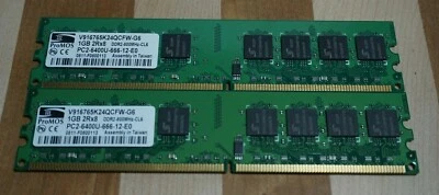 2 ProMOS 1GB 2Rx8 Memory Card V916765K24QCFW-G6  PC2-6400U-666-12-EO 800MHz DDR2 - Image 1 of 4