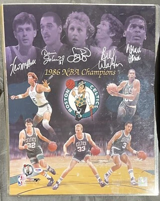 Boston Celtics signed L Bird, K McHale, R Parish, D Johnson, B Walton 16x20 PSA - Image 1 of 4